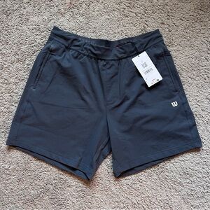 $119 NWT Wilson Navy Blue DAILY SPORTS SHORTS 6' CL Shorts size Large